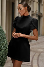 Women's Puff Sleeve Mini Dress with Structured Bodice 9