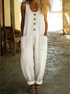 Women's Relaxed Fit Denim Jumpsuit with Adjustable Straps 4