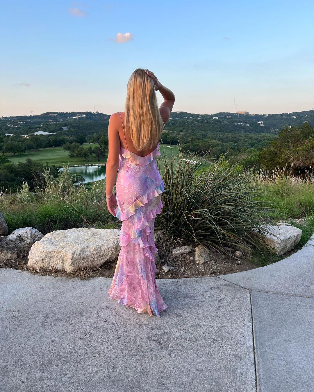 Women's Ruffle Maxi Dress with Open Back Detail 3