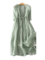 Women's Sage Green Midi Dress with Floral Print Pattern 1