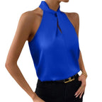 Women's Satin Blouse with Twisted Neck Detail 2
