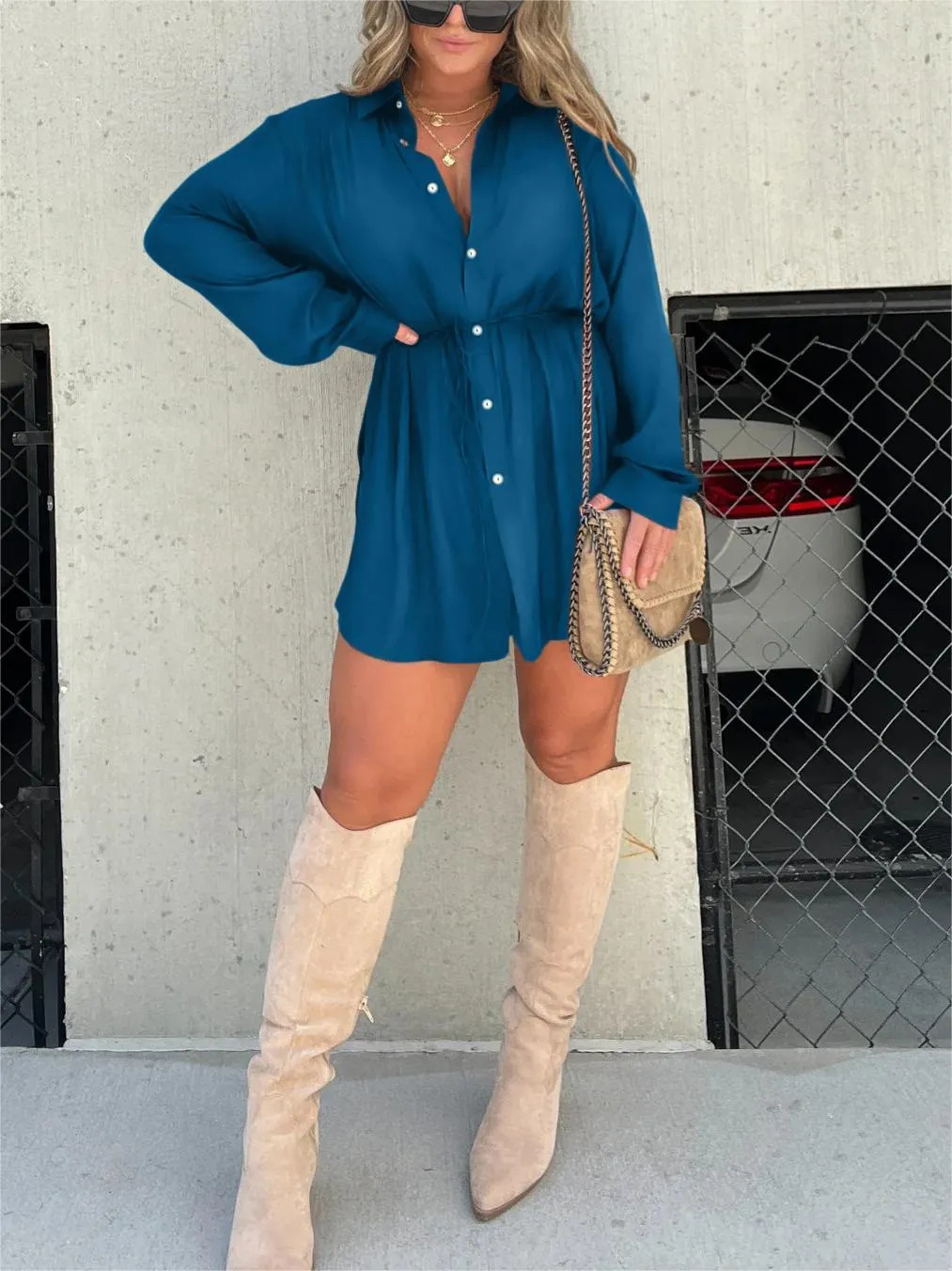 Women's Satin Romper Dress with Short Sleeves 14