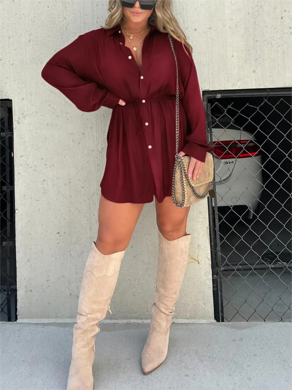 Women's Satin Romper Dress with Short Sleeves 8