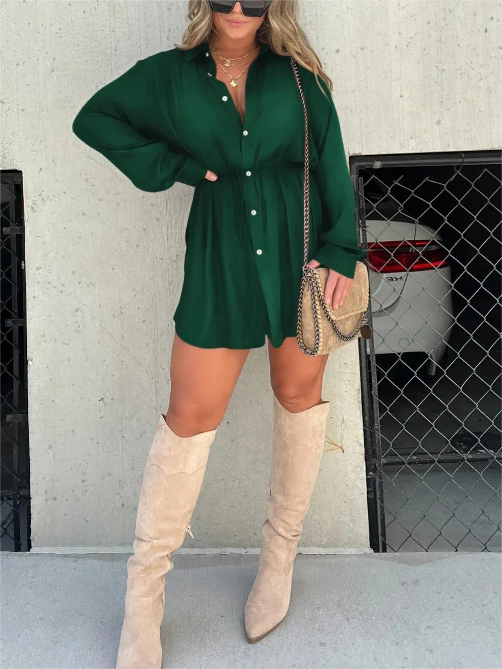 Women's Satin Romper Dress with Short Sleeves 9