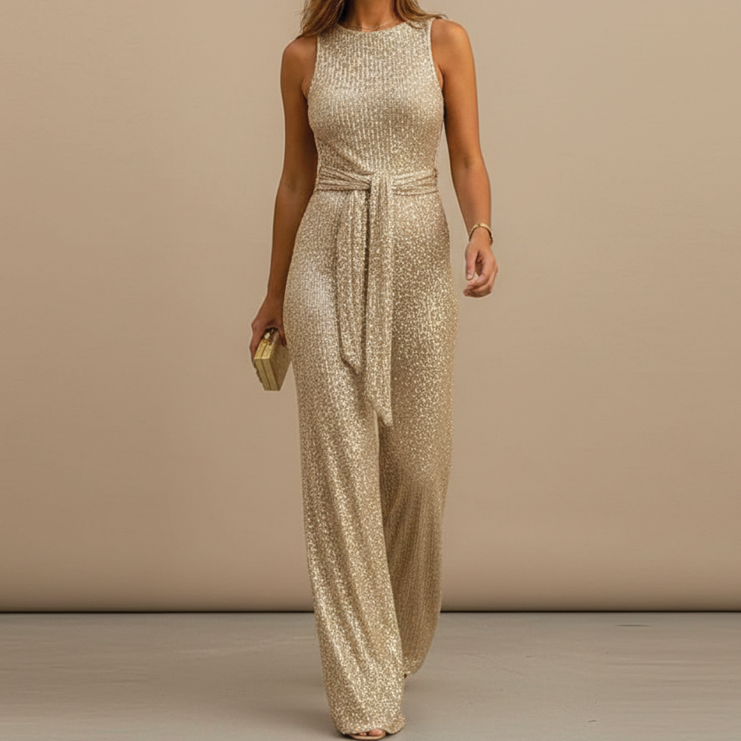Women's Sequin Jumpsuit with Full-Length Pants 1