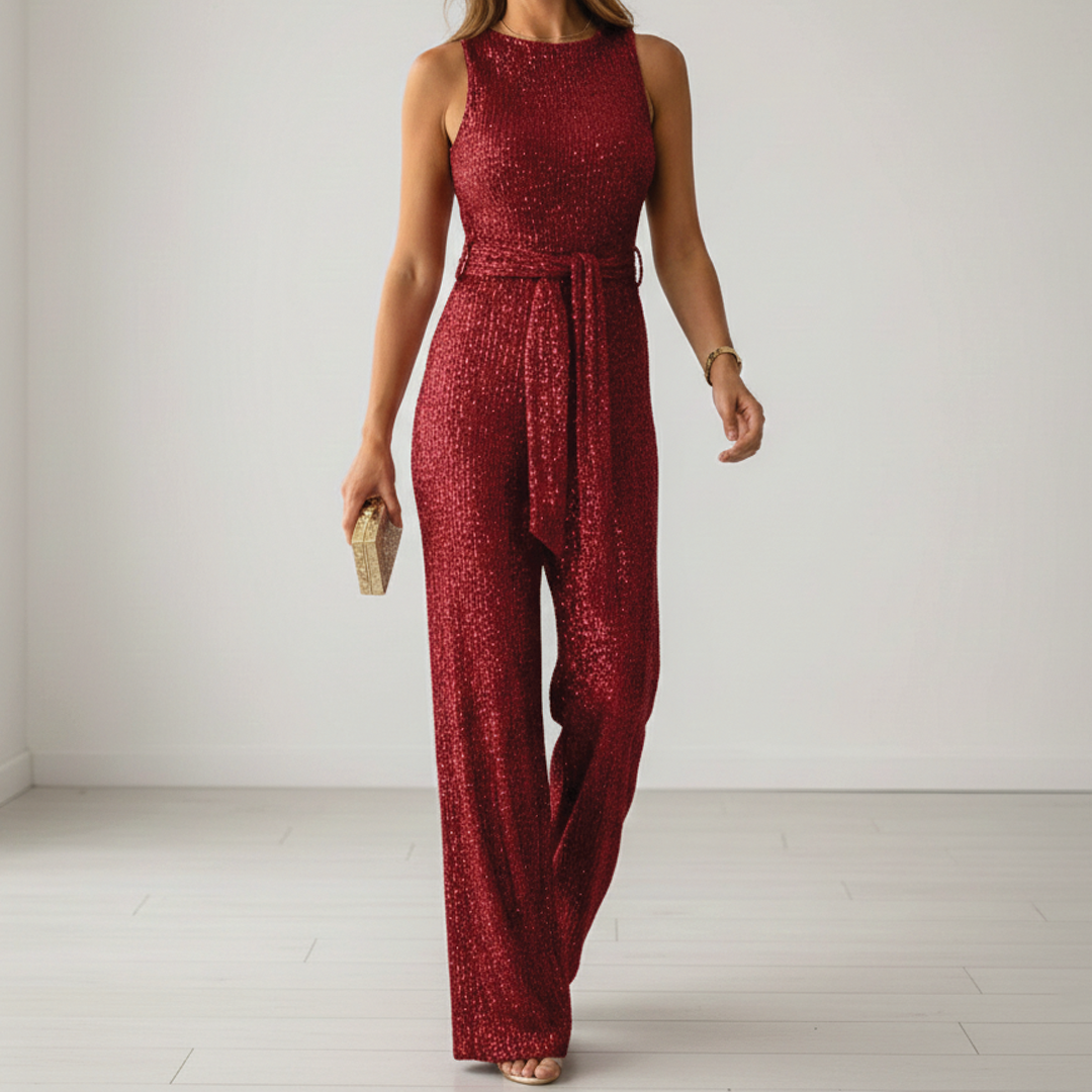 Women's Sequin Jumpsuit with Full-Length Pants 4
