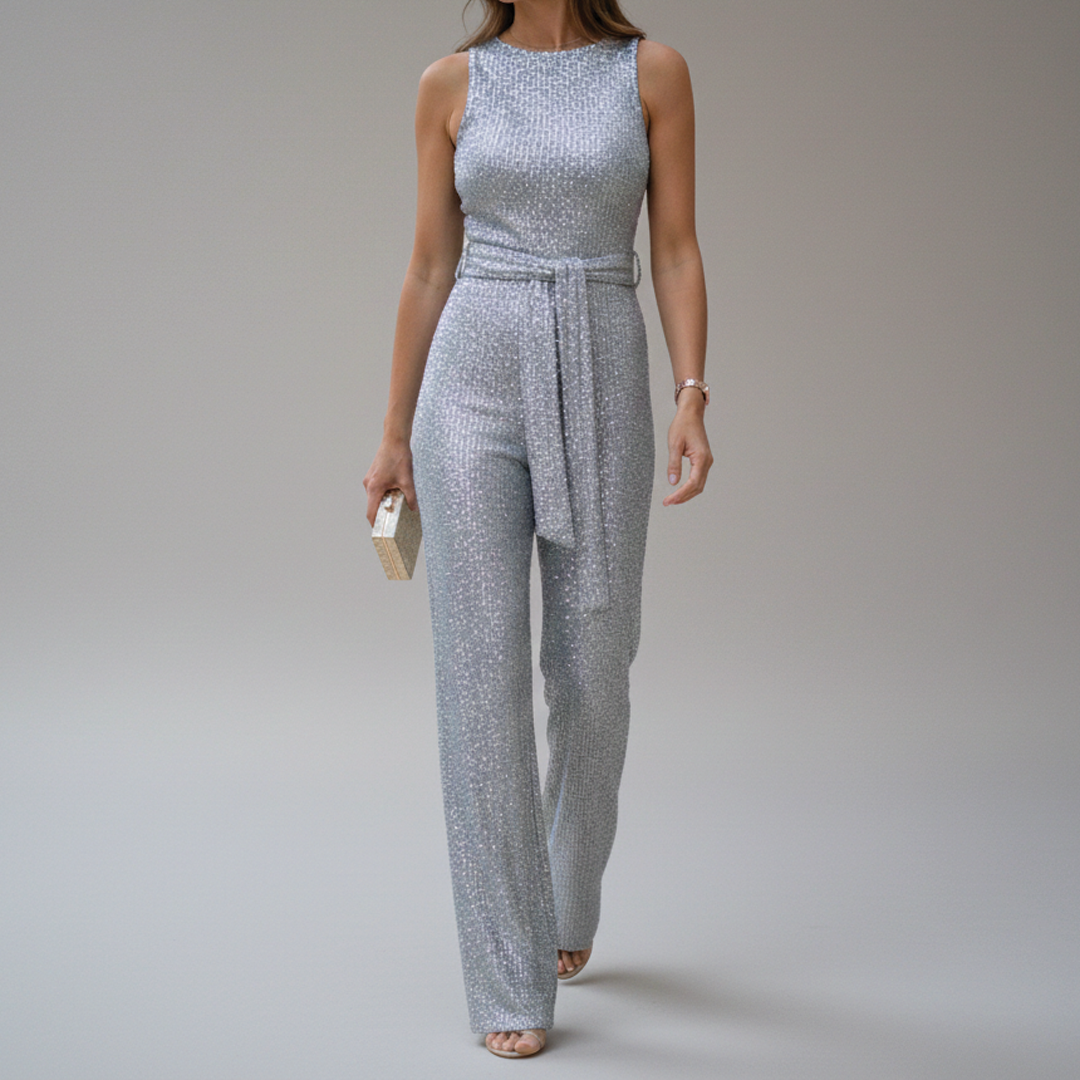 Women's Sequin Jumpsuit with Full-Length Pants 5