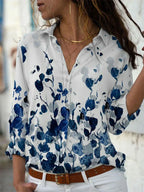 Women's Short Sleeve Button-Up Blouse with Collar 4