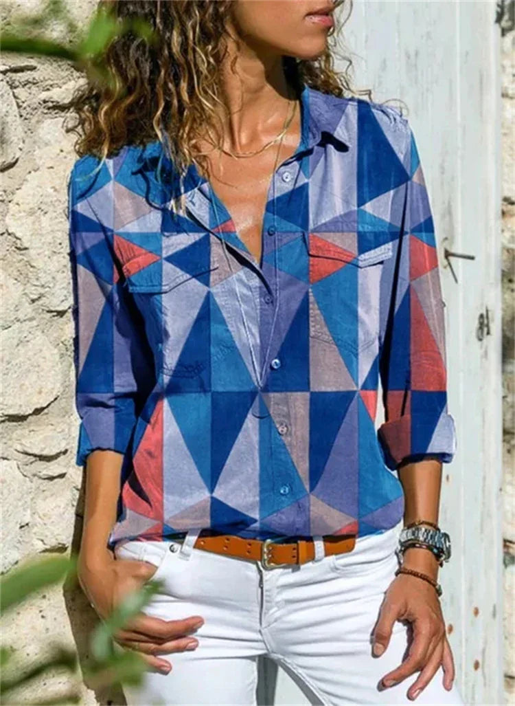 Women's Short Sleeve Button-Up Blouse with Collar 5