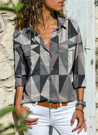 Women's Short Sleeve Button-Up Blouse with Collar 6