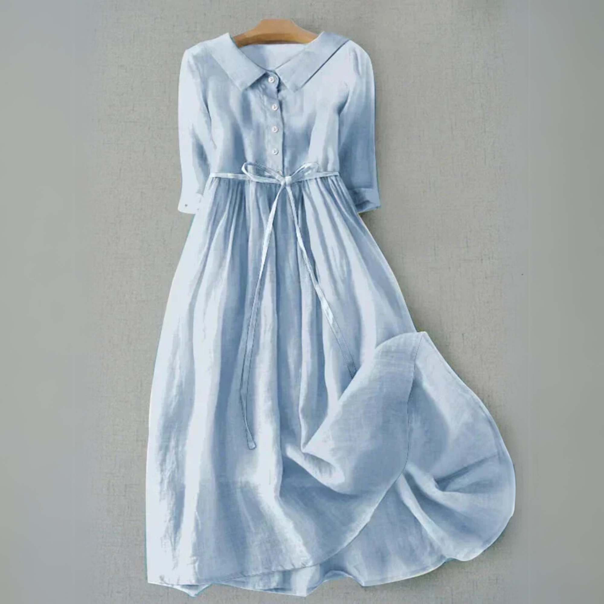 Women's Short Sleeve Casual Midi Dress with Round Neckline 1