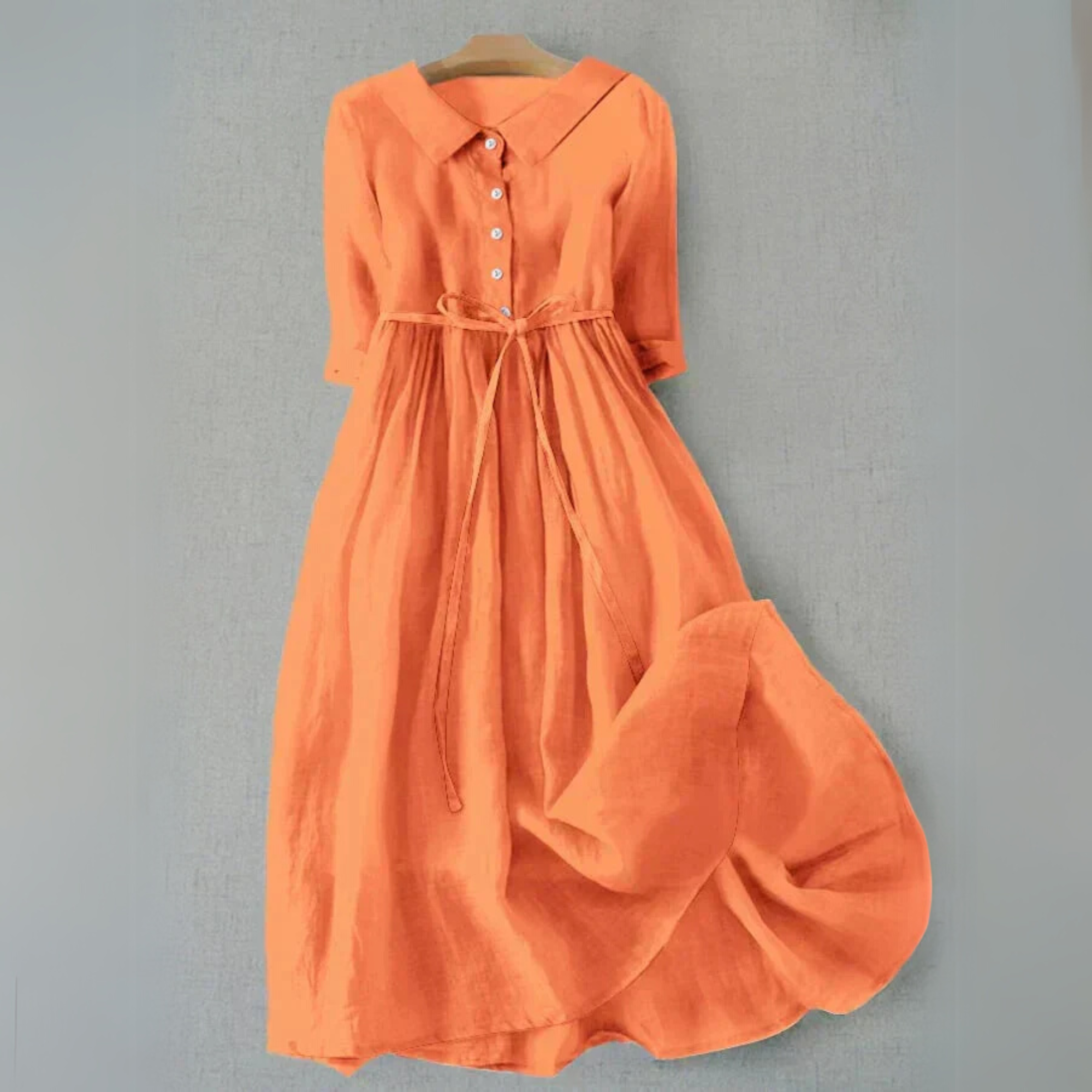 Women's Short Sleeve Casual Midi Dress with Round Neckline 2