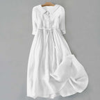 Women's Short Sleeve Casual Midi Dress with Round Neckline 3