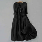 Women's Short Sleeve Casual Midi Dress with Round Neckline 4