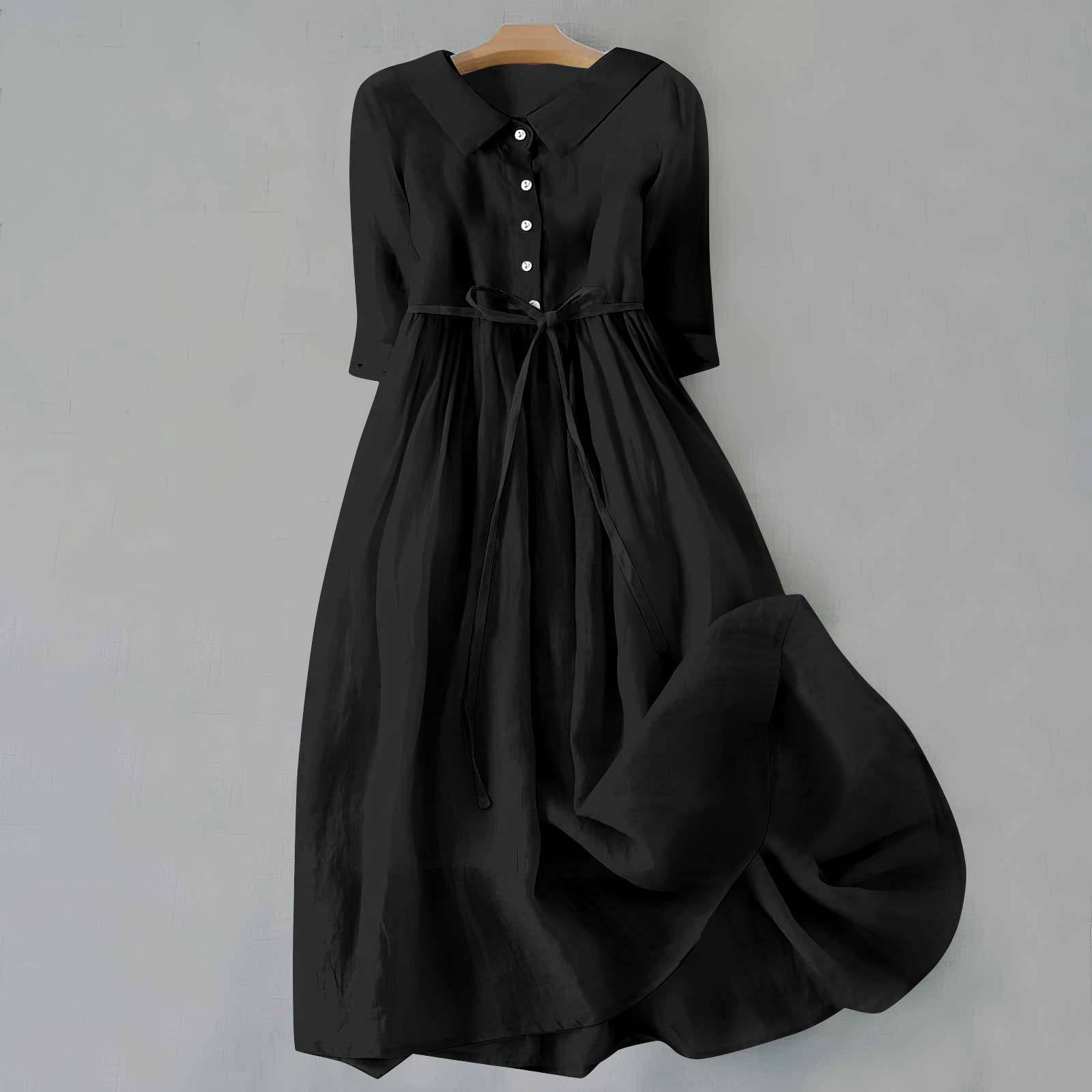 Women's Short Sleeve Casual Midi Dress with Round Neckline 4