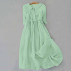 Women's Short Sleeve Casual Midi Dress with Round Neckline 6