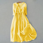 Women's Short Sleeve Casual Midi Dress with Round Neckline 9