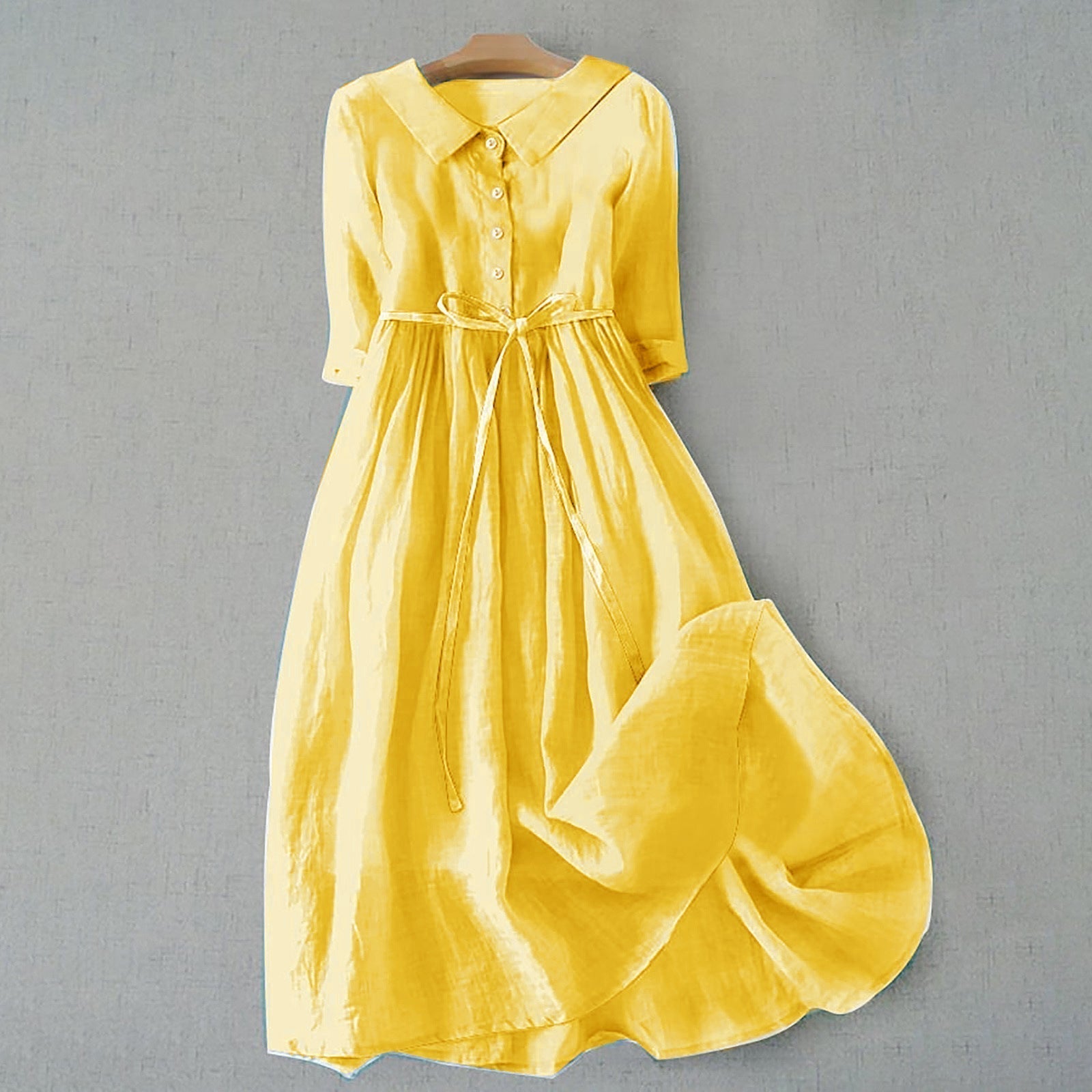 Women's Short Sleeve Casual Midi Dress with Round Neckline 9