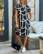Women's Short Sleeve Midi Dress with Flap Detail 1