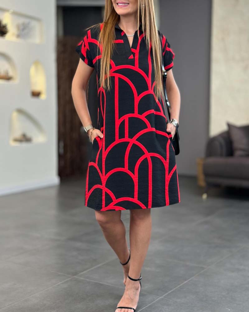 Women's Short Sleeve Midi Dress with Flap Detail 2