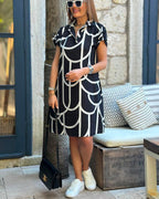 Women's Short Sleeve Midi Dress with Flap Detail 4