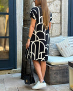 Women's Short Sleeve Midi Dress with Flap Detail 5