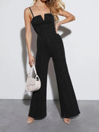 Women's Sleeveless Denim Jumpsuit with Wide Leg Cut 2