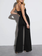 Women's Sleeveless Denim Jumpsuit with Wide Leg Cut 4