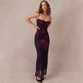 Women's Sleeveless Floral Print Bodycon Maxi Dress with Square Neckline 1