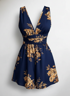 Women's Sleeveless Floral Print Romper with Cross Back Detail 3