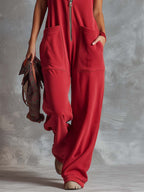 Women's Sleeveless Hooded Jumpsuit with Front Zip and Side Pockets 7