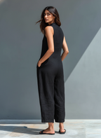 Women's Sleeveless Jumpsuit with Mandarin Collar and Relaxed Fit 3
