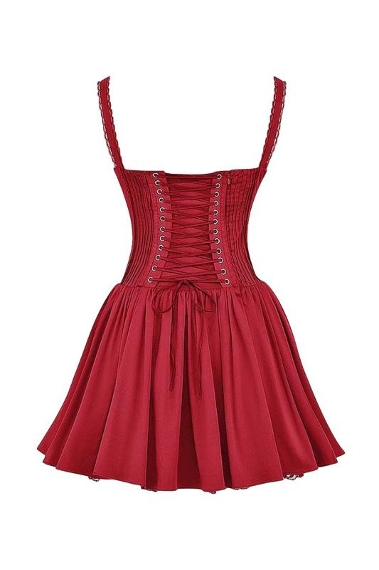 Women's Sleeveless Lace Corset Mini Dress with Low Waist 5