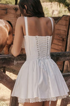 Women's Sleeveless Lace Corset Mini Dress with Low Waist 8