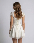Women's Sleeveless Lace Trim Mini Dress with Square Neckline 2