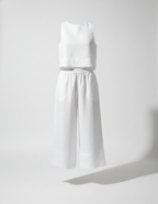 Women's Sleeveless Linen Crop Top and Wide-Leg Capri Pants Set 1