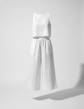 Women's Sleeveless Linen Crop Top and Wide-Leg Capri Pants Set 3