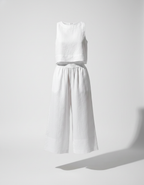Women's Sleeveless Linen Crop Top and Wide-Leg Capri Pants Set 3