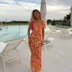 Women's Sleeveless Maxi Dress with Ruffle Details and Floral Print 1