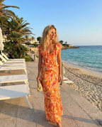 Women's Sleeveless Maxi Dress with Ruffle Details and Floral Print 3