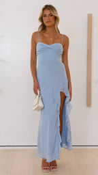 Women's Sleeveless Maxi Dress with Side Slit and Ruffle Detail 4