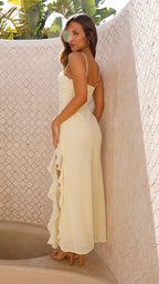 Women's Sleeveless Maxi Dress with Side Slit and Ruffle Detail 6