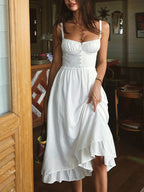 Women's Sleeveless Midi Dress with Ruffle Hem Detail 5