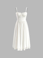 Women's Sleeveless Midi Dress with Ruffle Hem Detail 6