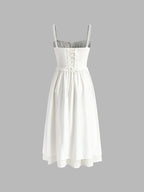 Women's Sleeveless Midi Dress with Ruffle Hem Detail 7