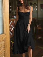 Women's Sleeveless Midi Dress with Ruffle Hem Detail 9