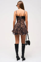 Women's Sleeveless Mini Dress with High Waist and Leopard Print 4