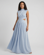 Women's Sleeveless Mock Neck Maxi Dress with Side Cutouts 5