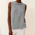 Women's Sleeveless Roll Collar Top with Relaxed Fit 1