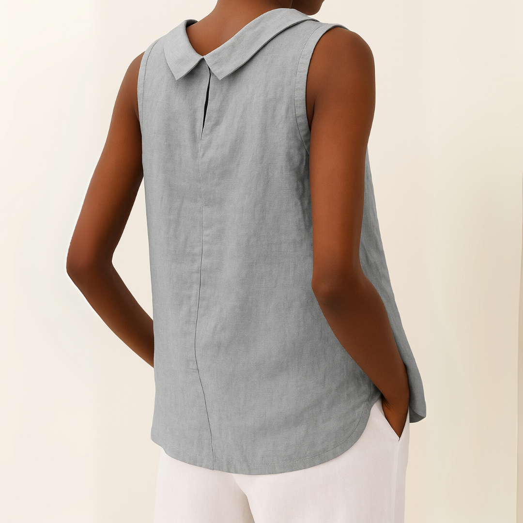 Women's Sleeveless Roll Collar Top with Relaxed Fit 2